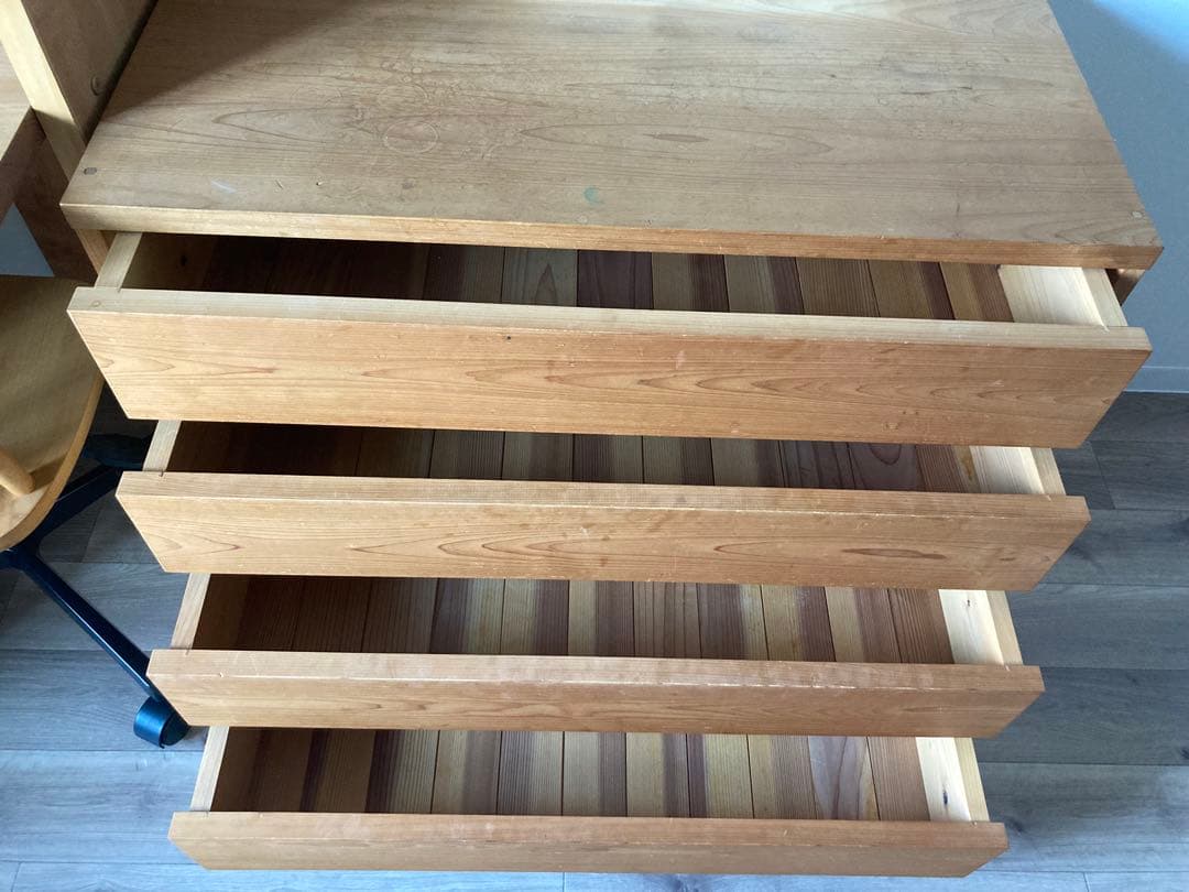 ヒノキクラフト 木製 4段チェスト シンプルデザイン