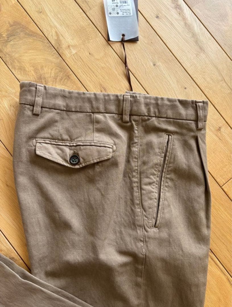 【極美品】BERWICH コットンリネンチノパンツ48 ベージュ ベルウィッチ