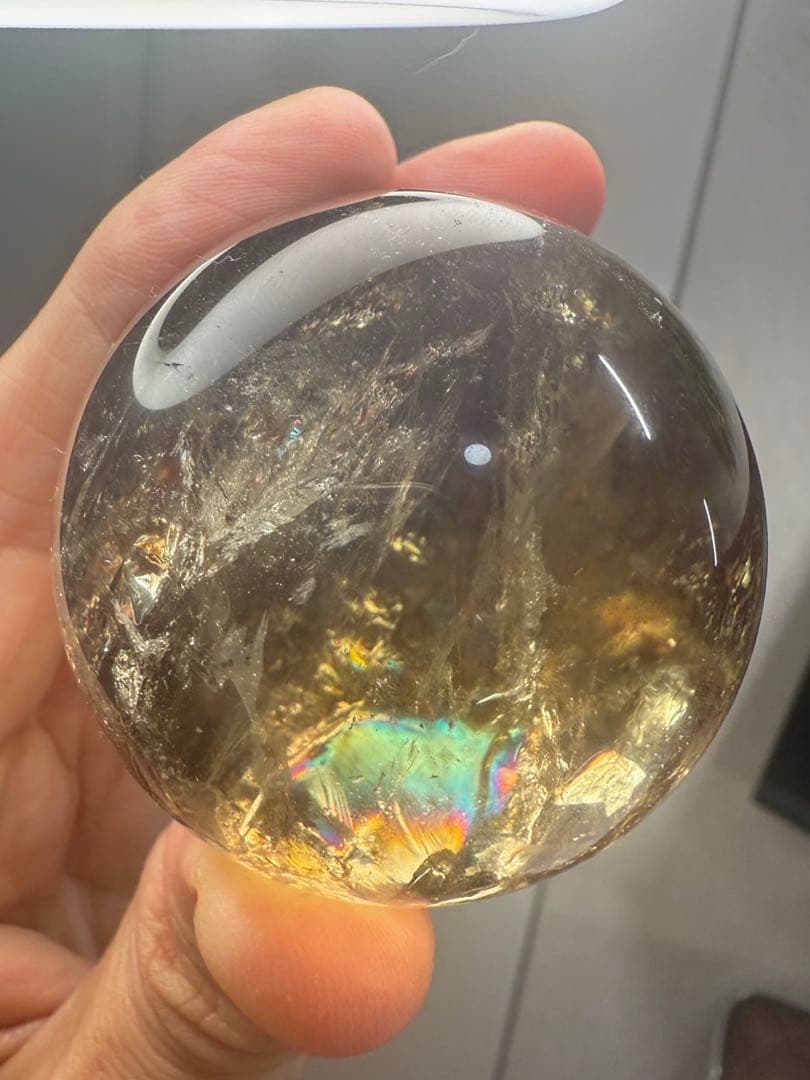レインボー スモーキークォーツ スフィア 丸玉 虹沢山入