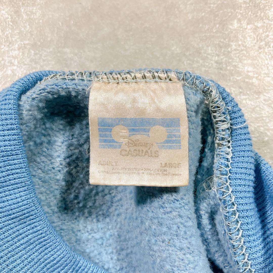 70s 80s Disney 白足ミッキー スウェット USA製 水色 Lサイズ