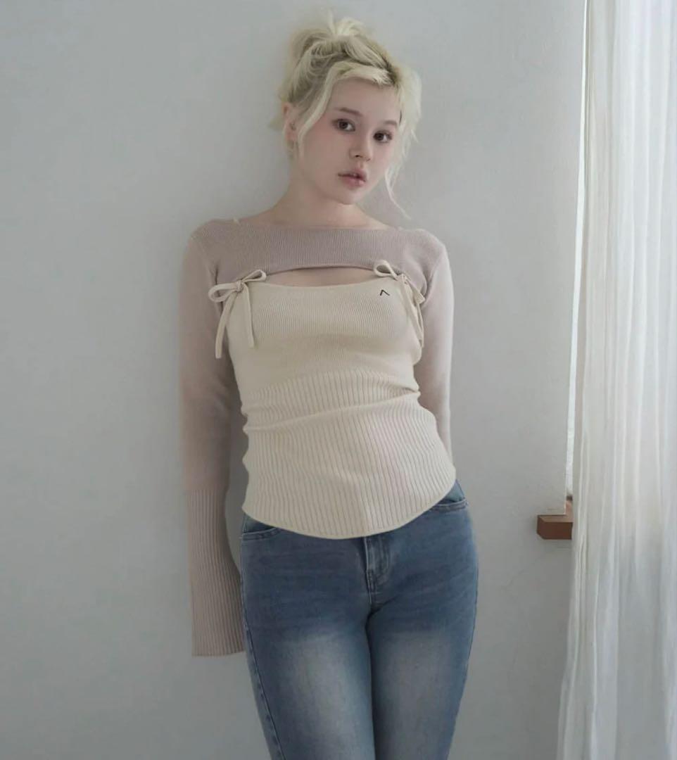 トップス bebe ribbon set tops andmary