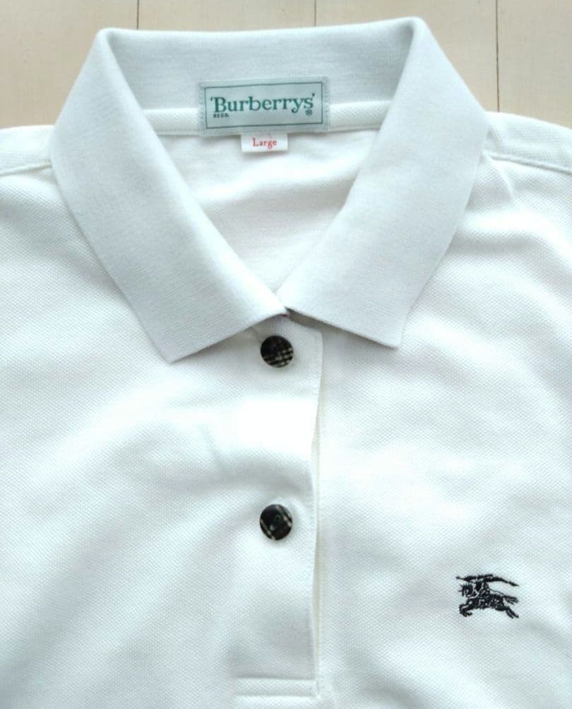 Burberry's 　レディースＬ　ホワイト ポロシャツ 半袖　三陽商会正規品