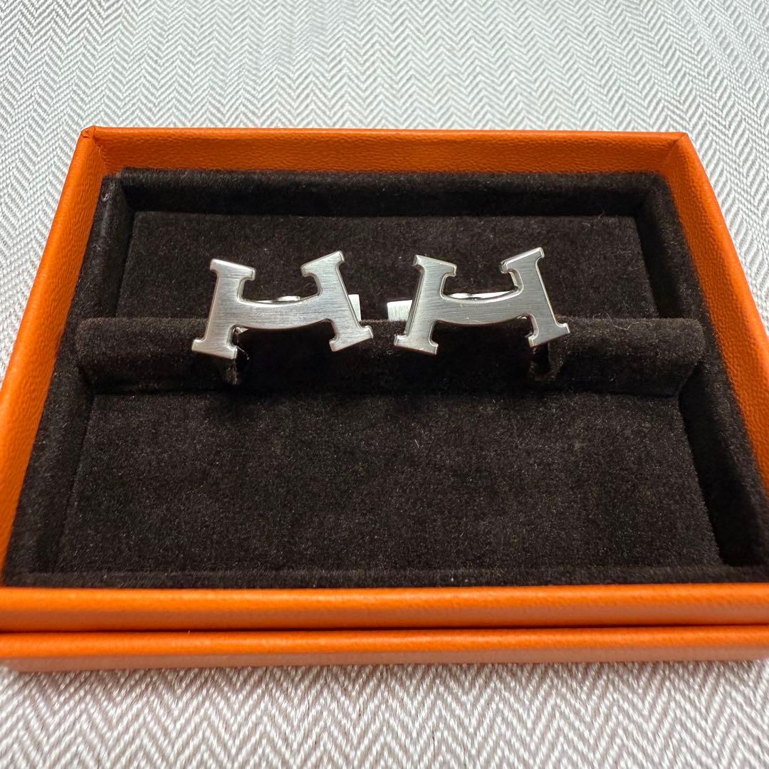 HERMES カフリンクス　Hロゴ　シルバー