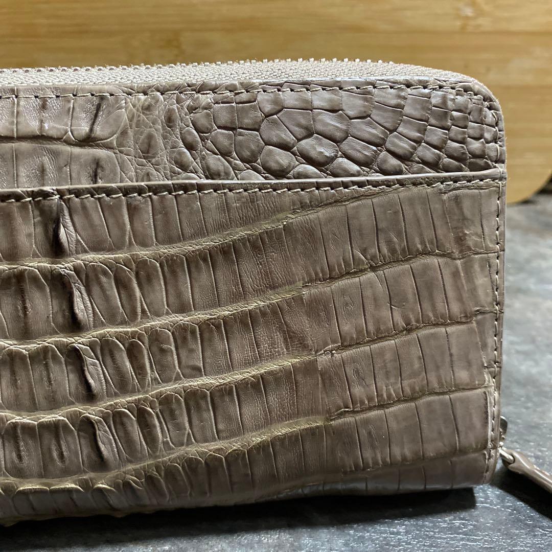 新品 RODANIA ロダニア マット カイマンワニ革 クロコダイル長財布 12