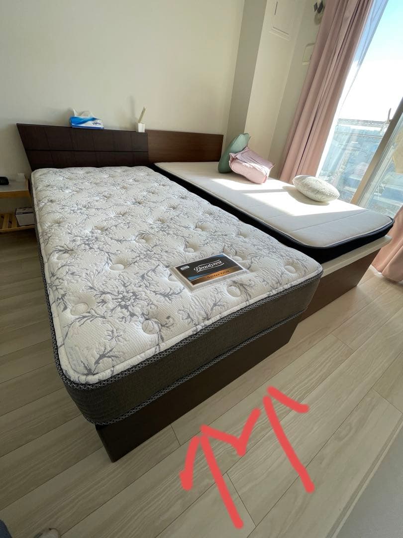 「最終金額」3/31シモンズマットレス　シングル　コンセント付きベッド　セット