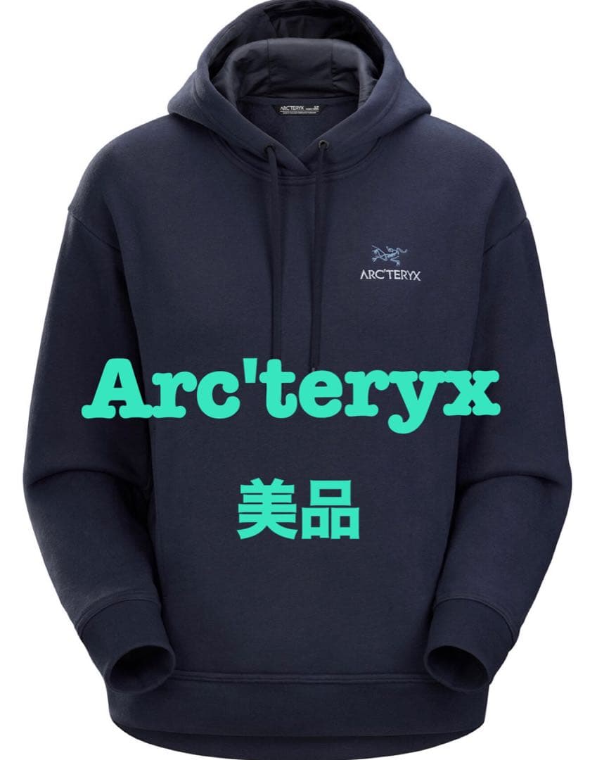 【美品】M ブラックサファイア Arc'teryx エンブレムフリースフーディ