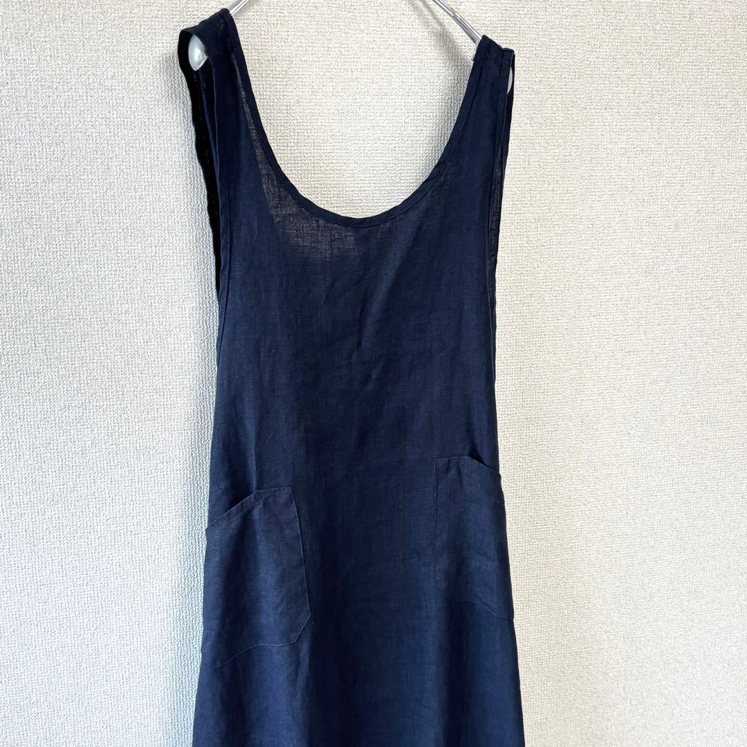 【美品】 フォグリネンワーク リネン オーバーエプロン ウォッシャブル