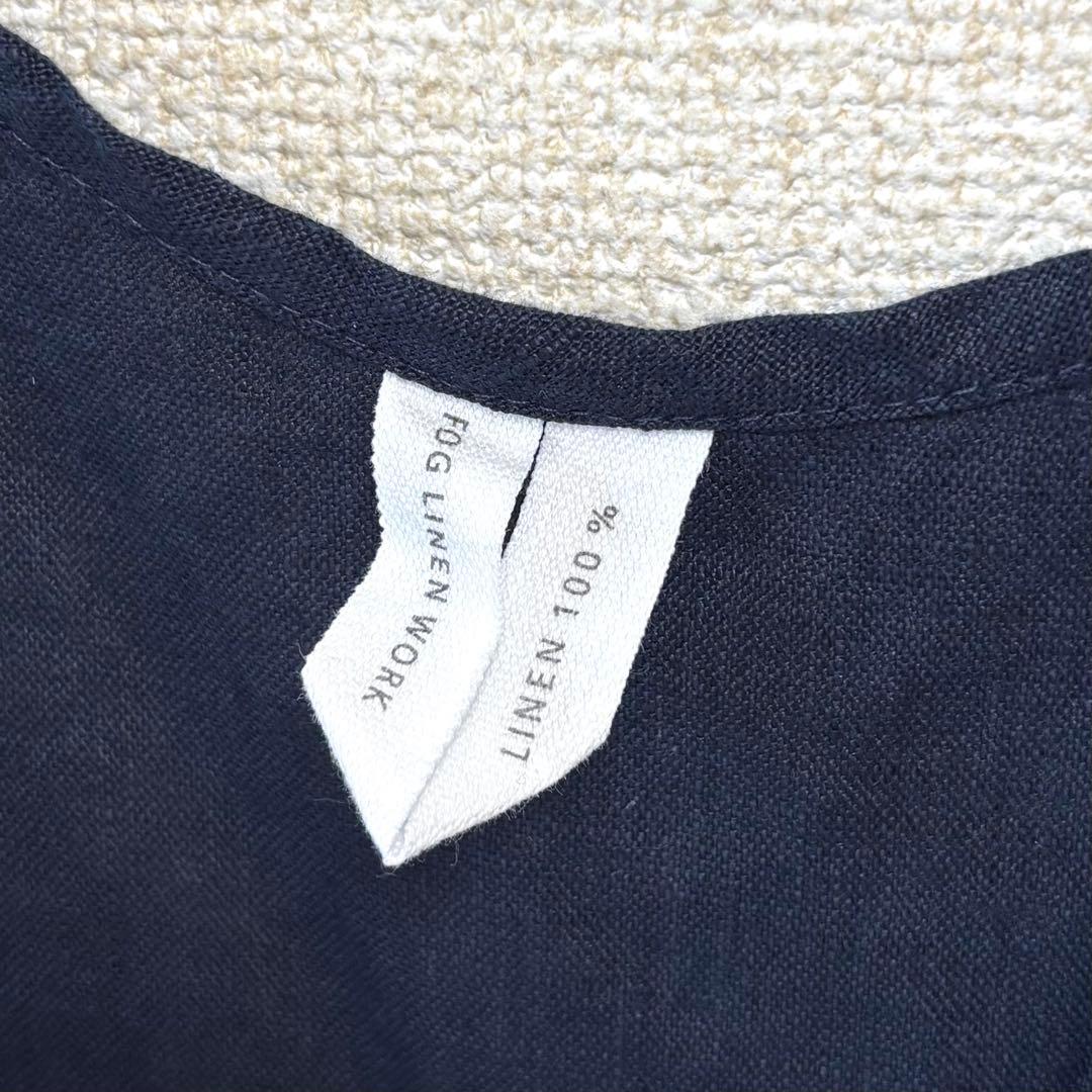 【美品】 フォグリネンワーク リネン オーバーエプロン ウォッシャブル