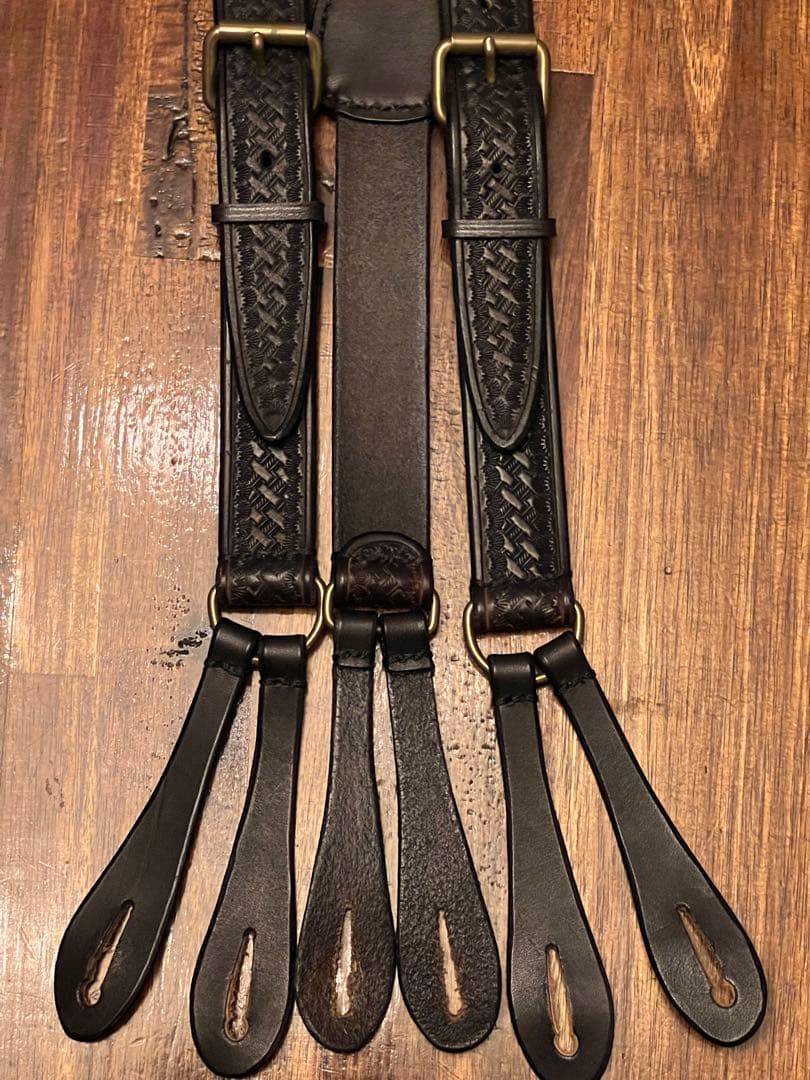 グロックレザー オールレザー カービングデザイン　サスペンダー
