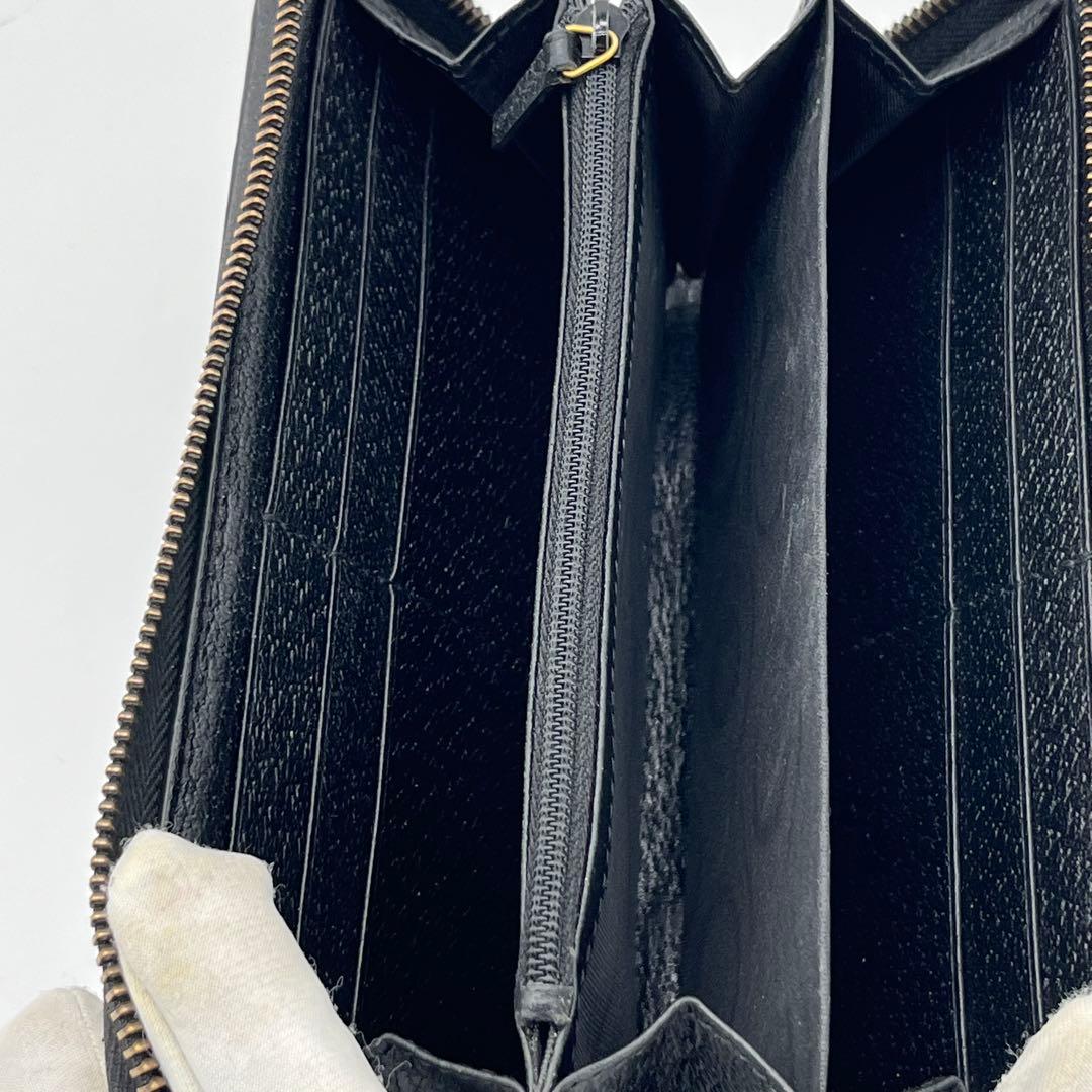 極美品GUCCI ラウンドファスナー　アニマリエ ビー スター レザー 黒