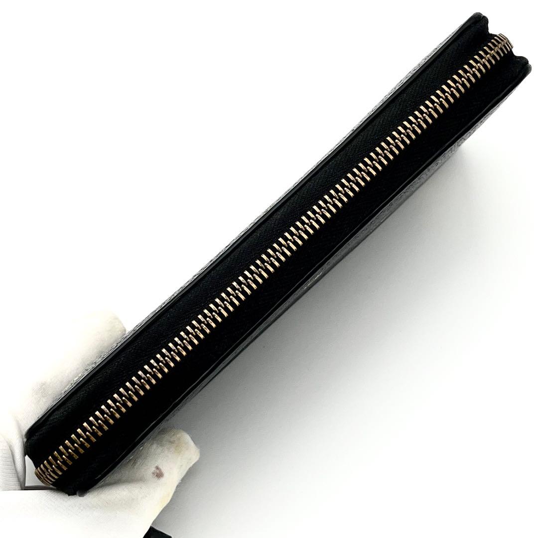 極美品GUCCI ラウンドファスナー　アニマリエ ビー スター レザー 黒