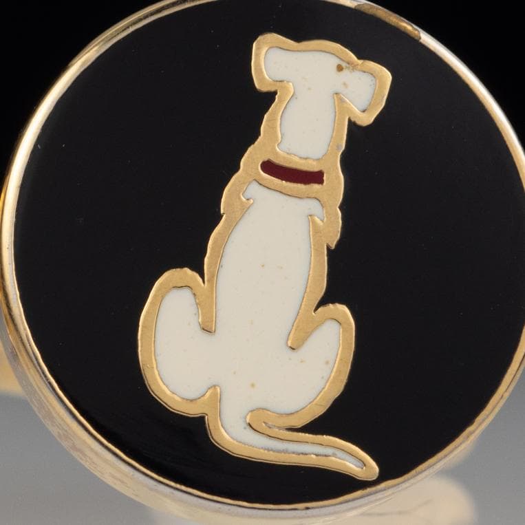 80's ビンテージ 犬柄エナメル フェラガモ カフスボタン FERRAGAMO