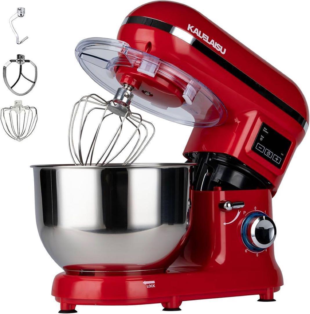 スタンドミキサー 5.5L大容量 3種類アタッチメント付き 七段階速度調節