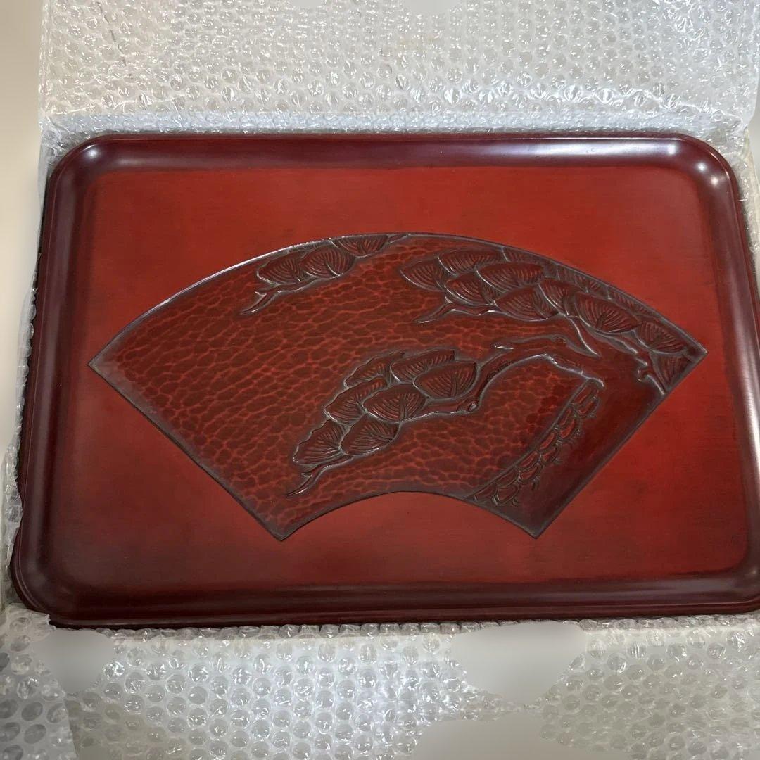 鎌倉彫 赤色盆 ５枚セット