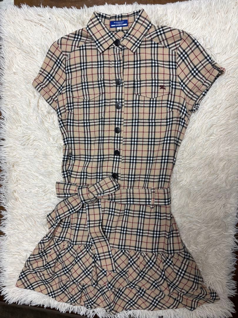 BURBERRY BLUE LABEL チェック柄半袖ワンピース 38