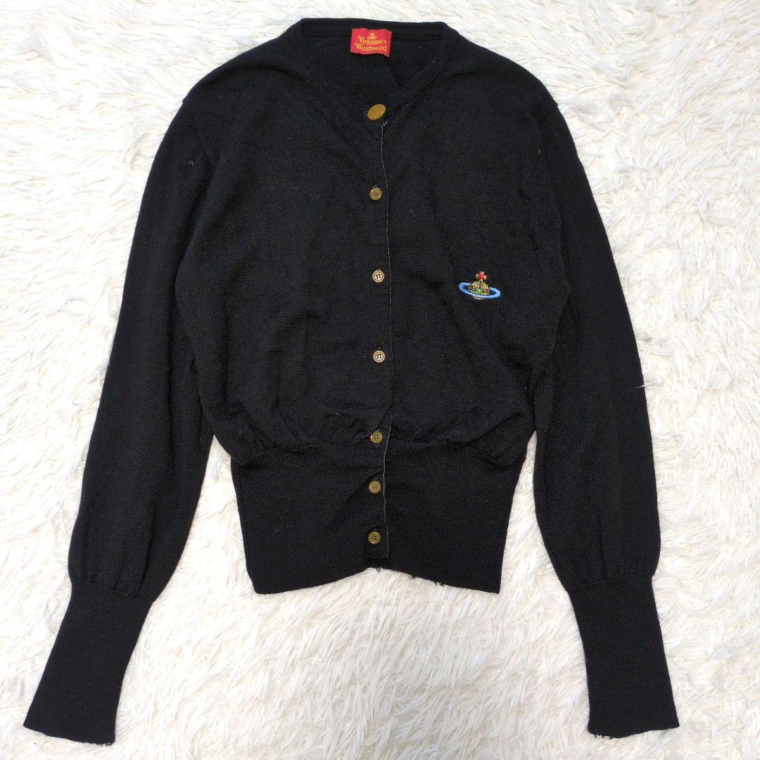 希少✨ヴィヴィアンウエストウッド オーブ刺繍 カーディガン 黒　M