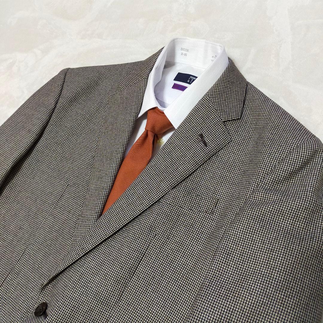 美品　SUIT SELECT　AB6　千鳥格子柄　起毛ウール　2つ釦スーツ