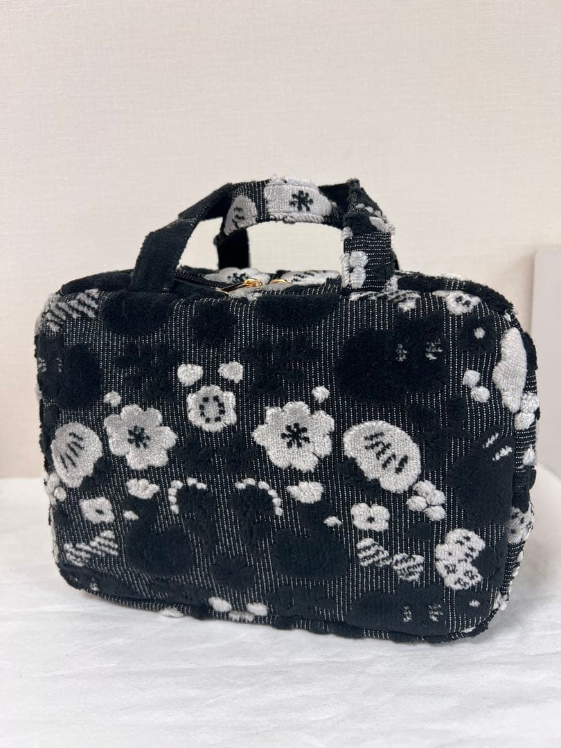 ツインポーチ　ハンドメイド　もふもふノスタルジア　パンダブラック