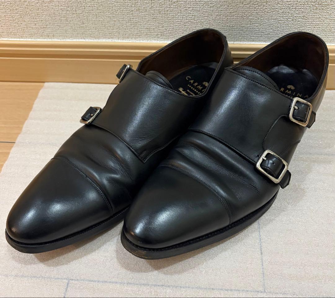 定価10万【CARMINA】カルミナ ダブルモンク 80250 UK8 黒