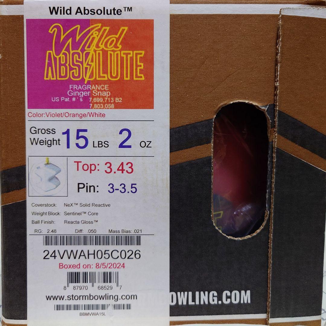 【新品】ボウリングボール ワイルドアブソリュート 15ポンド2オンス