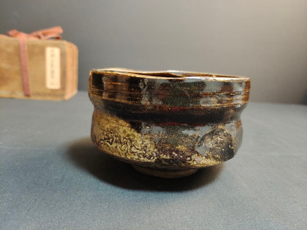 古瀬戸春袋茶碗　 抹茶碗　加藤春岱　幕末の陶工　当時物　共箱付　時代物　古美術品