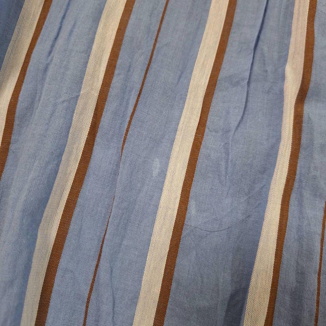 美品✨ヌキテパ コットンボイルストライプドレス ブルー 2023年 完売品