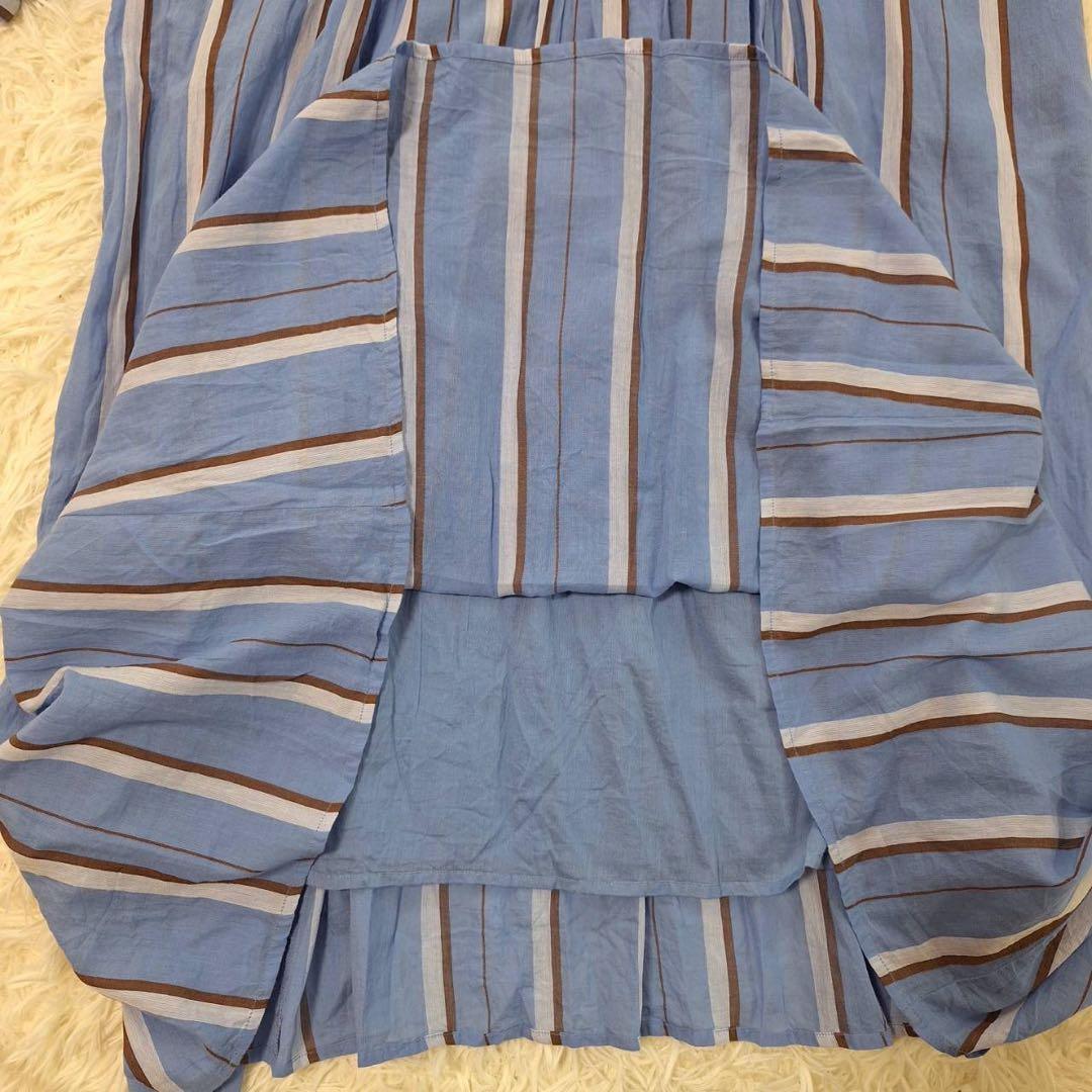美品✨ヌキテパ コットンボイルストライプドレス ブルー 2023年 完売品