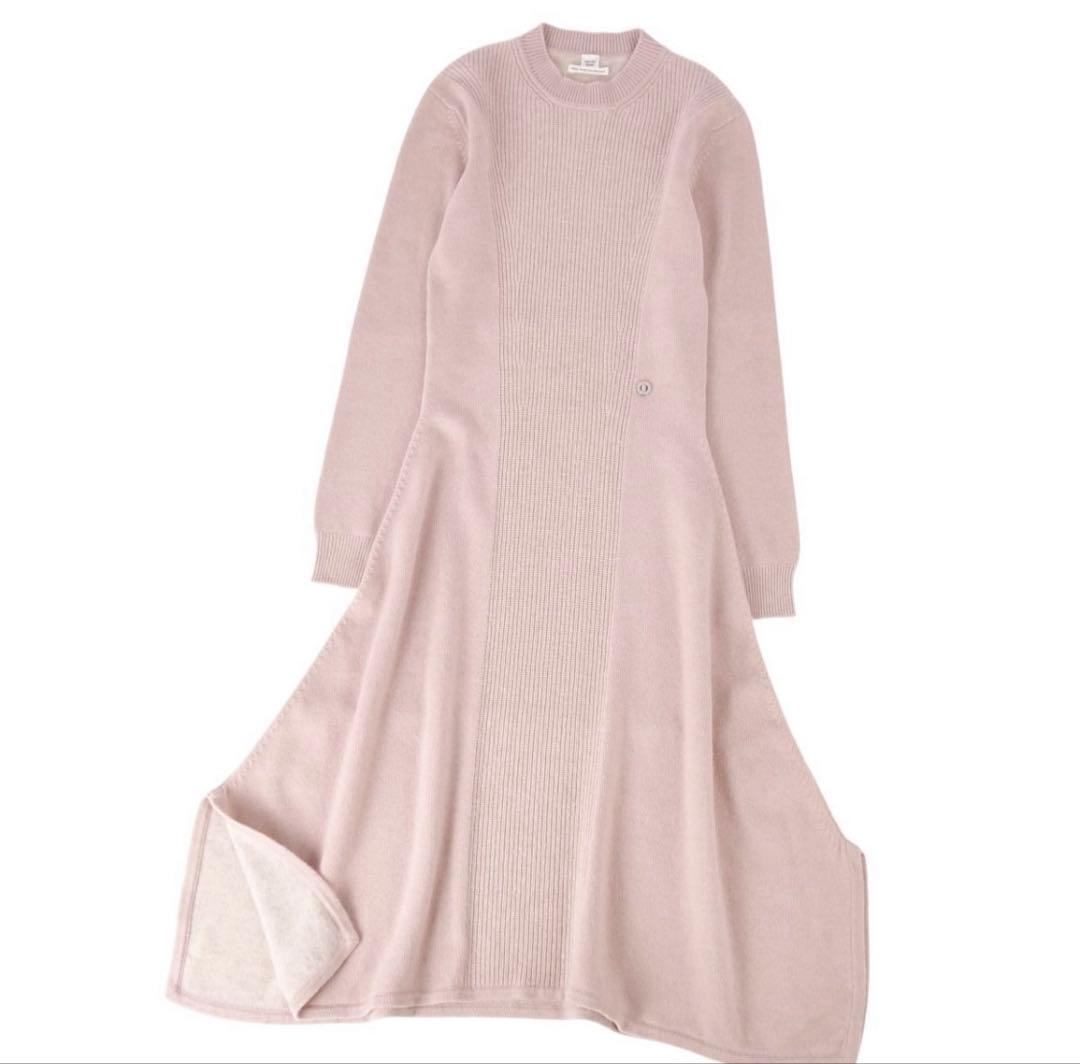 エルメス　ロングスリーブドレス34サイズ　ニットワンピース　ピンク　ベージュ