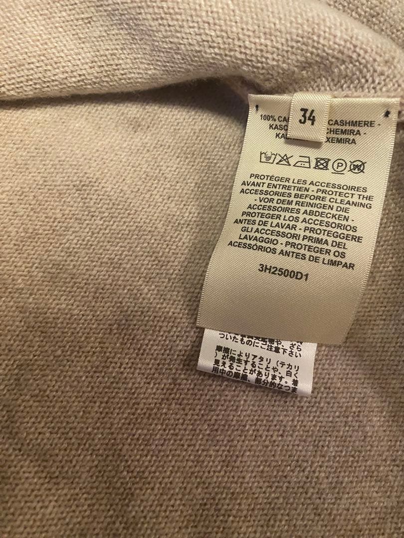 エルメス　ロングスリーブドレス34サイズ　ニットワンピース　ピンク　ベージュ