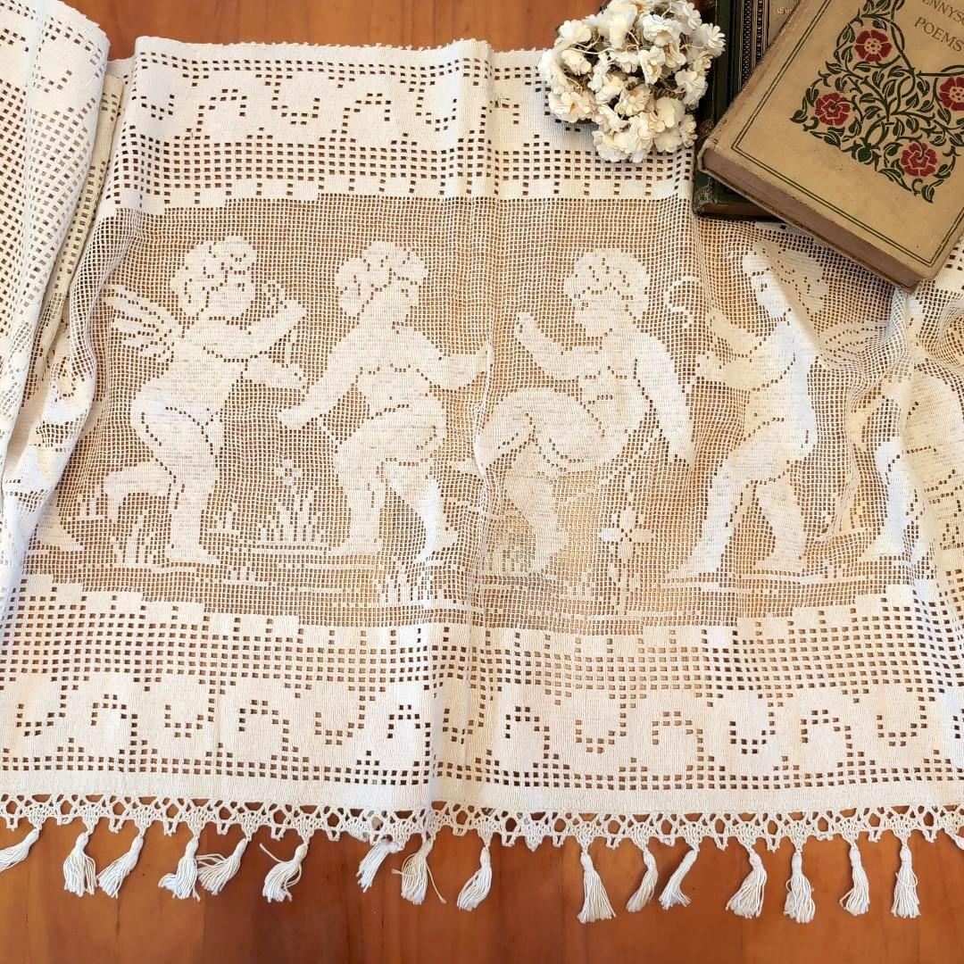 フランス　アンティーク　クロッシェレース　カーテン　エンジェルフィレレース