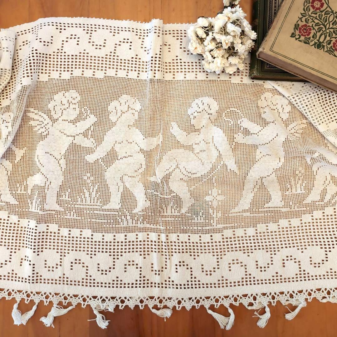 フランス　アンティーク　クロッシェレース　カーテン　エンジェルフィレレース