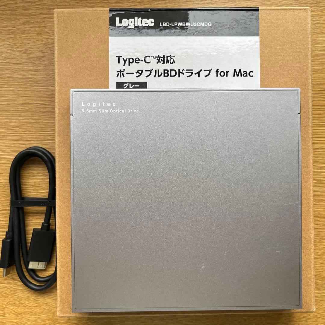 Logitec ポータブルBDドライブ Type-C for Mac グレー