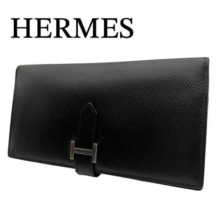 極美品 HERMES エルメス ベアン クラシック 長財布 ▢I刻印 ブラック