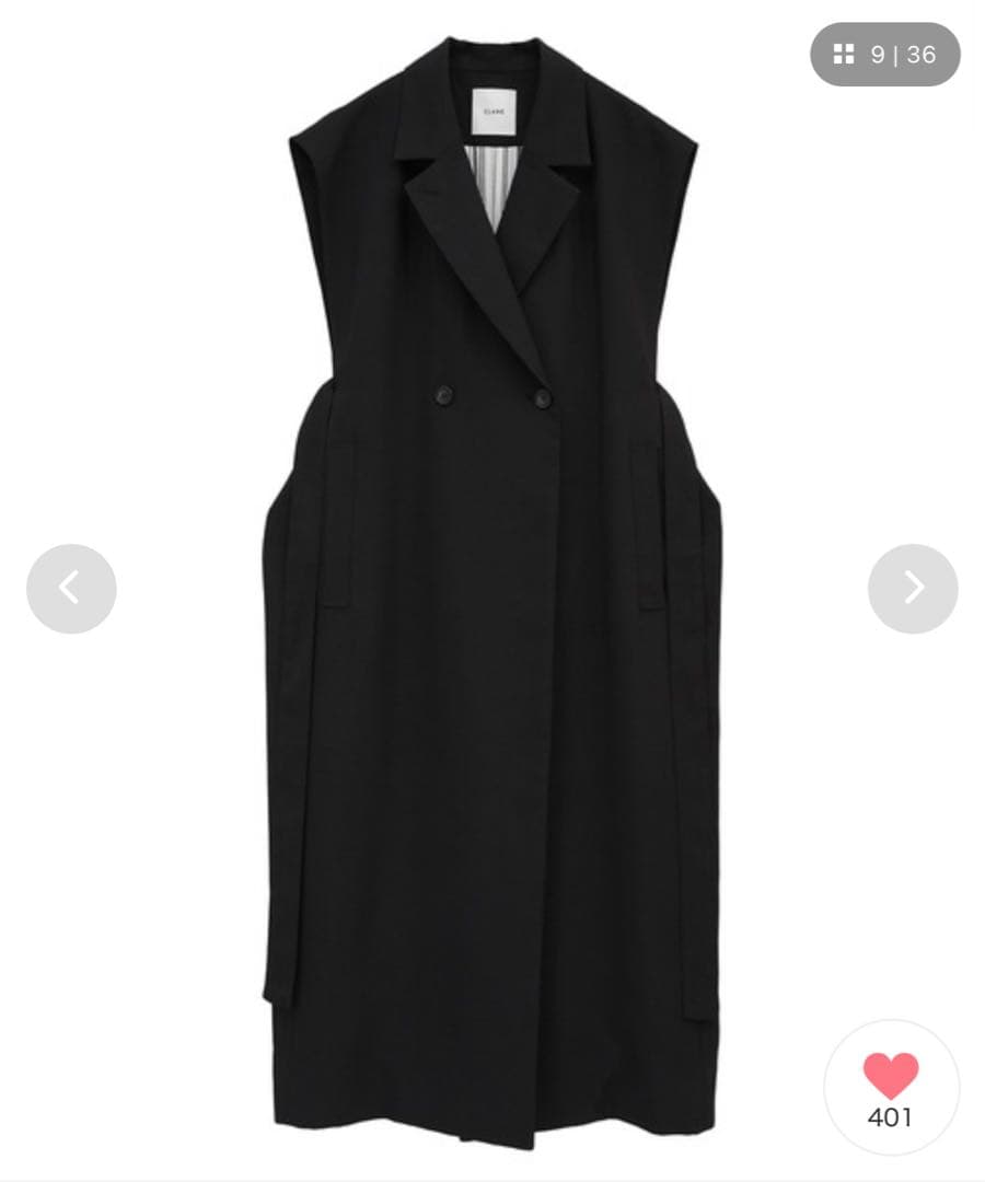 【未使用】CLANE DOUBLE BREASTED GILET ブラッククラネ