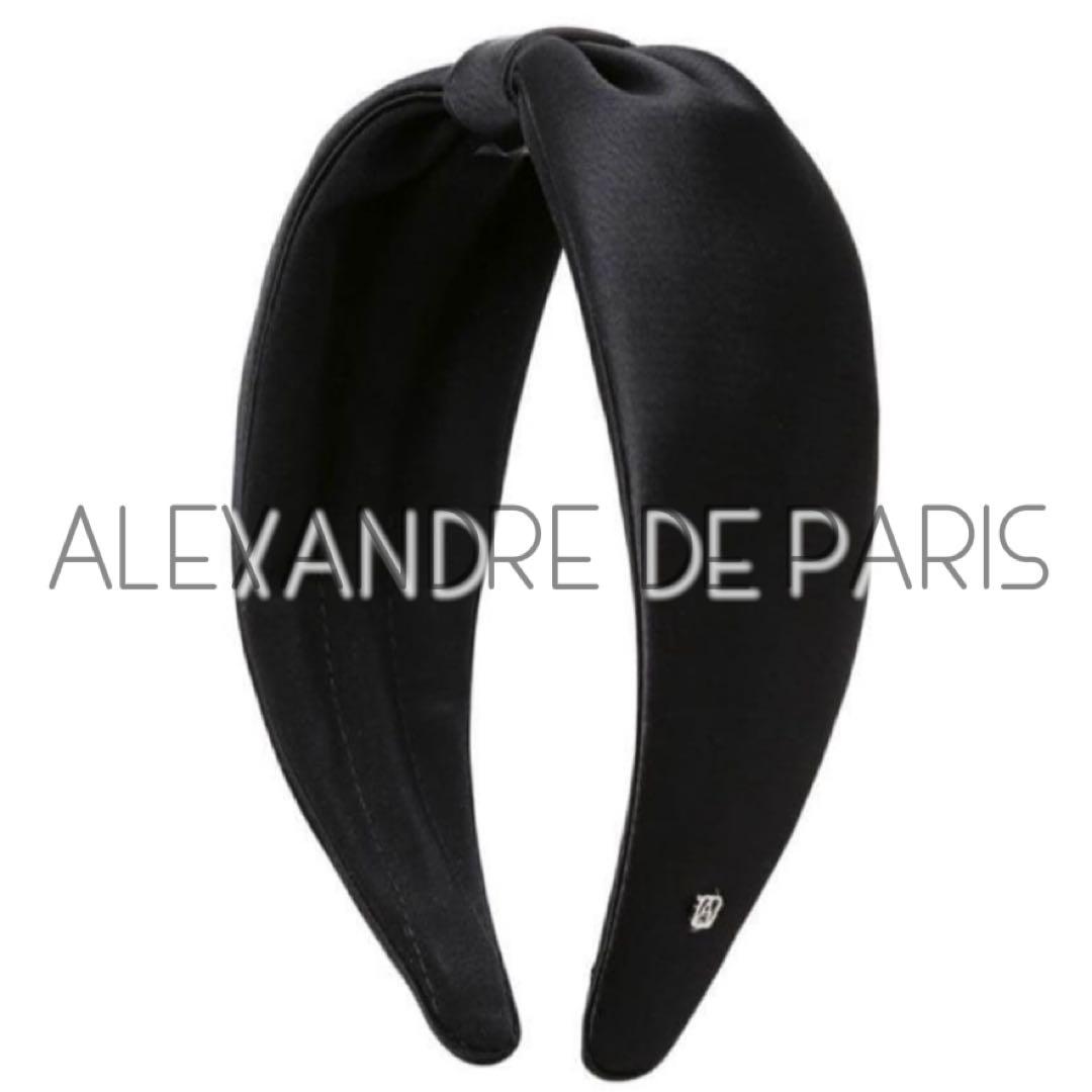 ☆美品ALEXANDRE DE PARIS ブラックリボンサテンカチューシャ☆