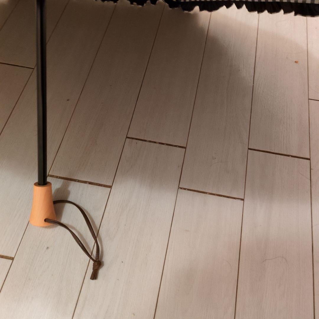 サンバリア100 日傘 グレーストライプ フリル　2段折