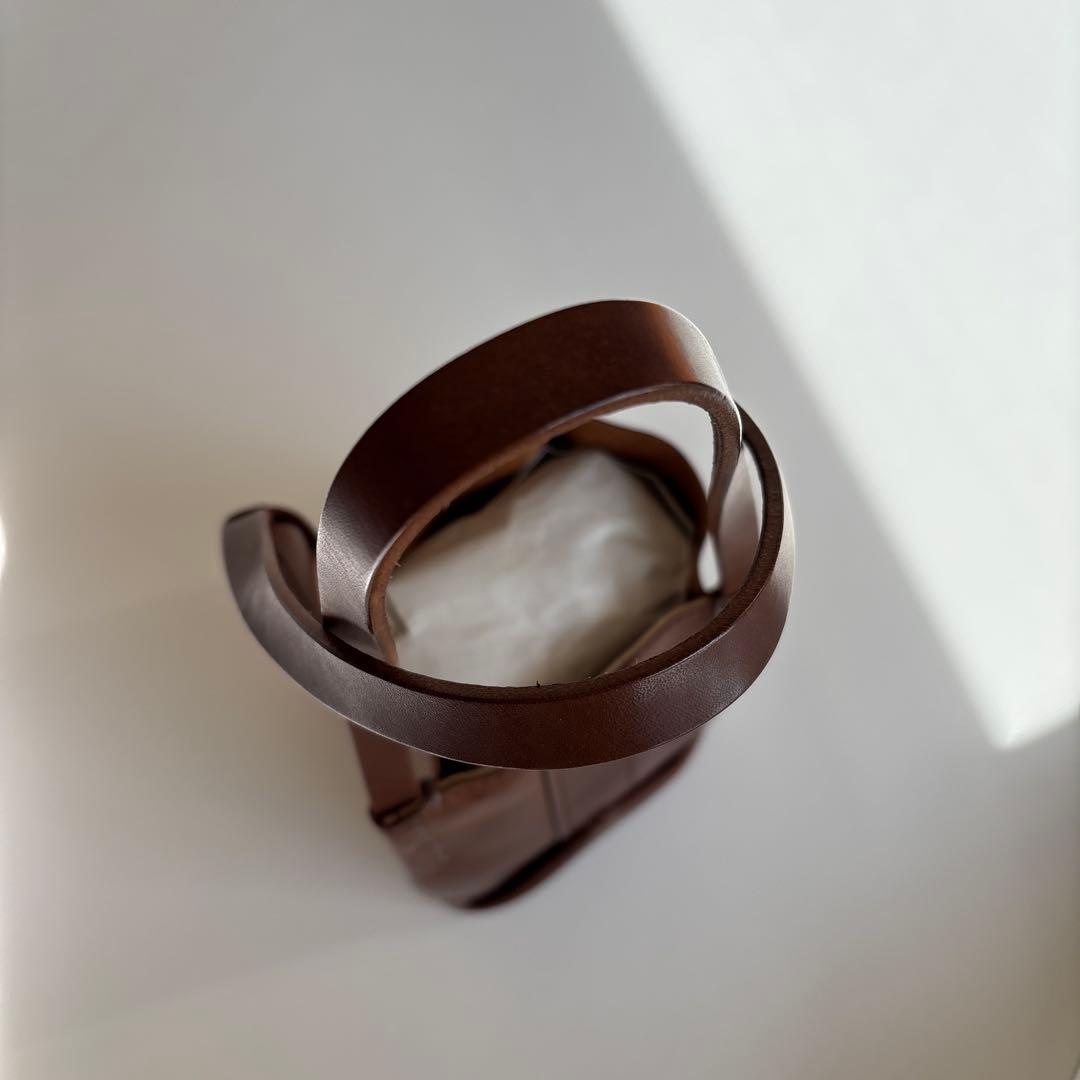 ブラウンレザーかごバッグ