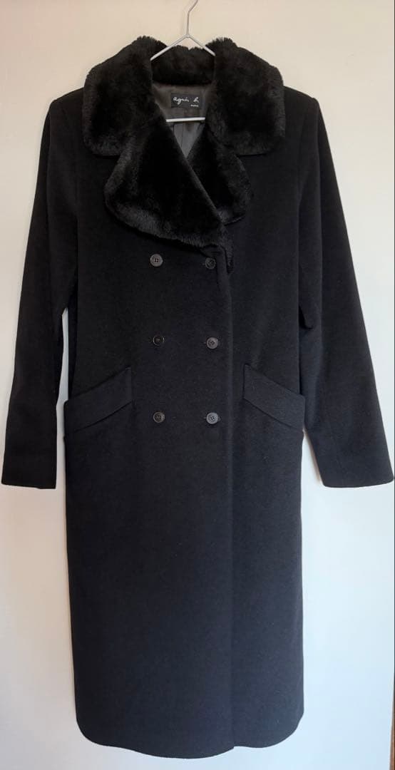 高級感 agnes b フランス製 アンゴラ50% ロングコート 38