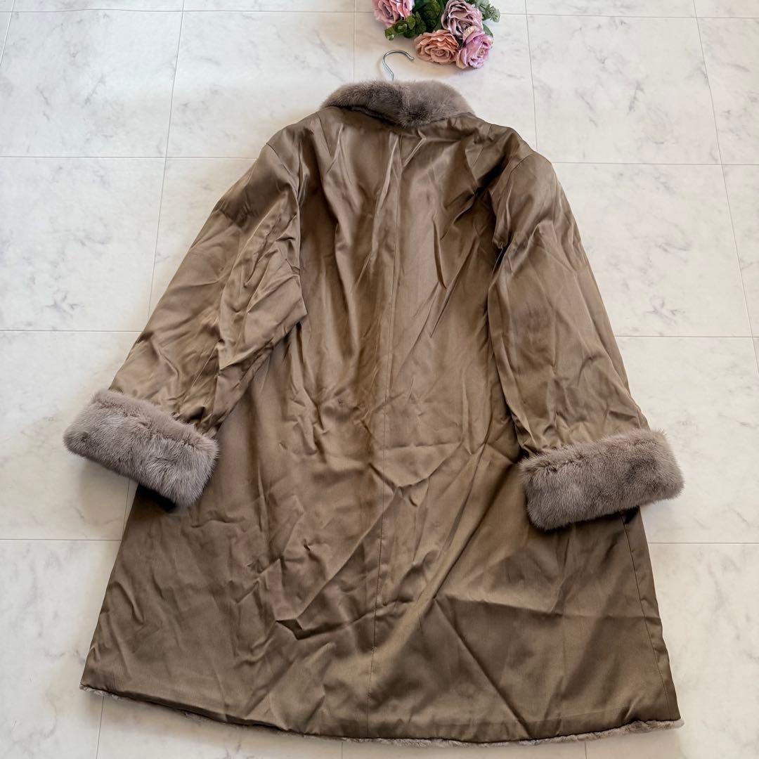 希少 メンズ 染めミンク トリミング シェアード リバーシブルファーコート 毛皮