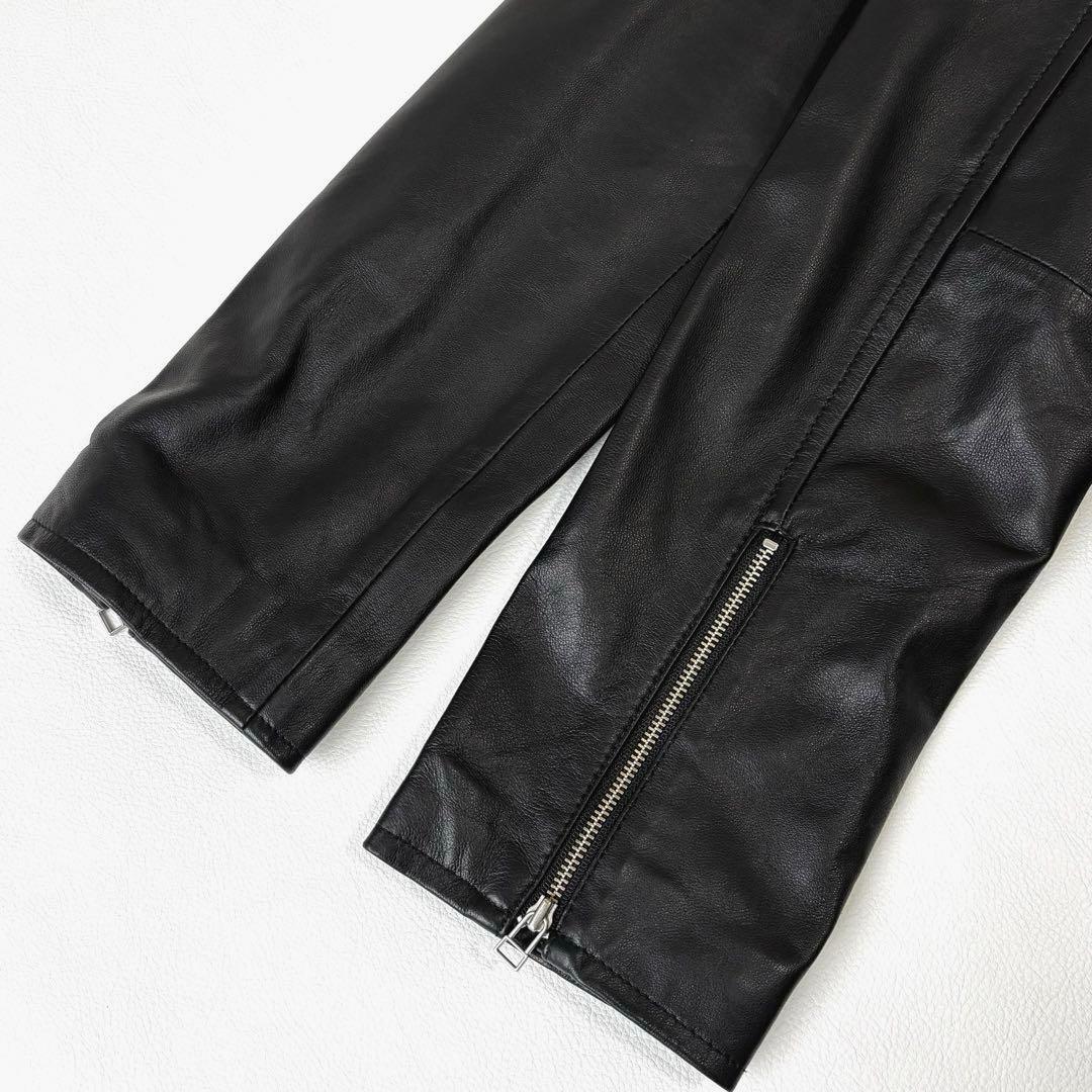 もりのがっこう ラムレザーノーカラージャケットブルゾン L