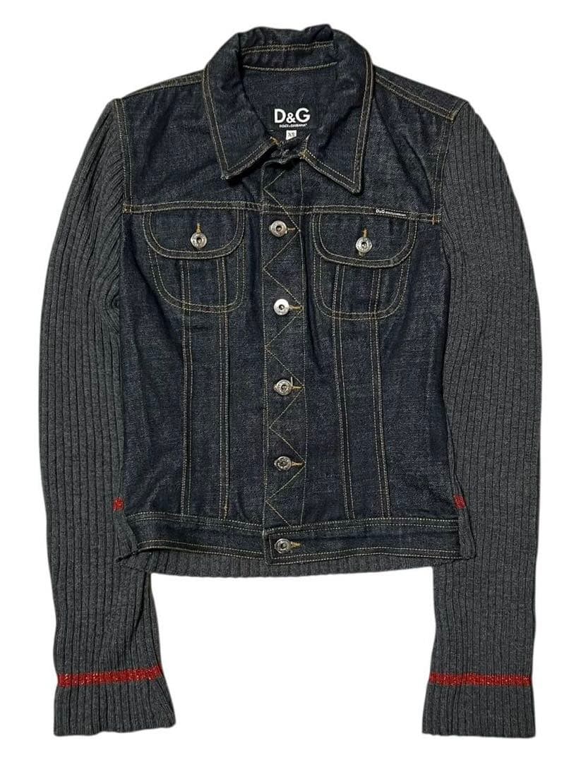 DOLCE&GABBANA デニム 切り替えし ニット デニムジャケット