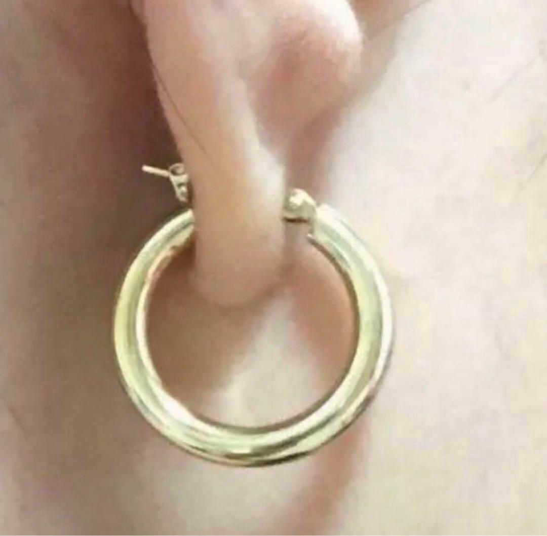 18金　3x20 フープピアス　片耳用
