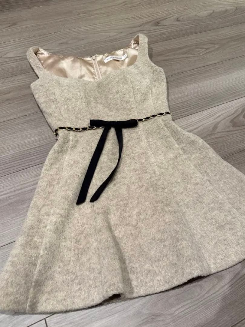 ノースリーブミニワンピース グレー