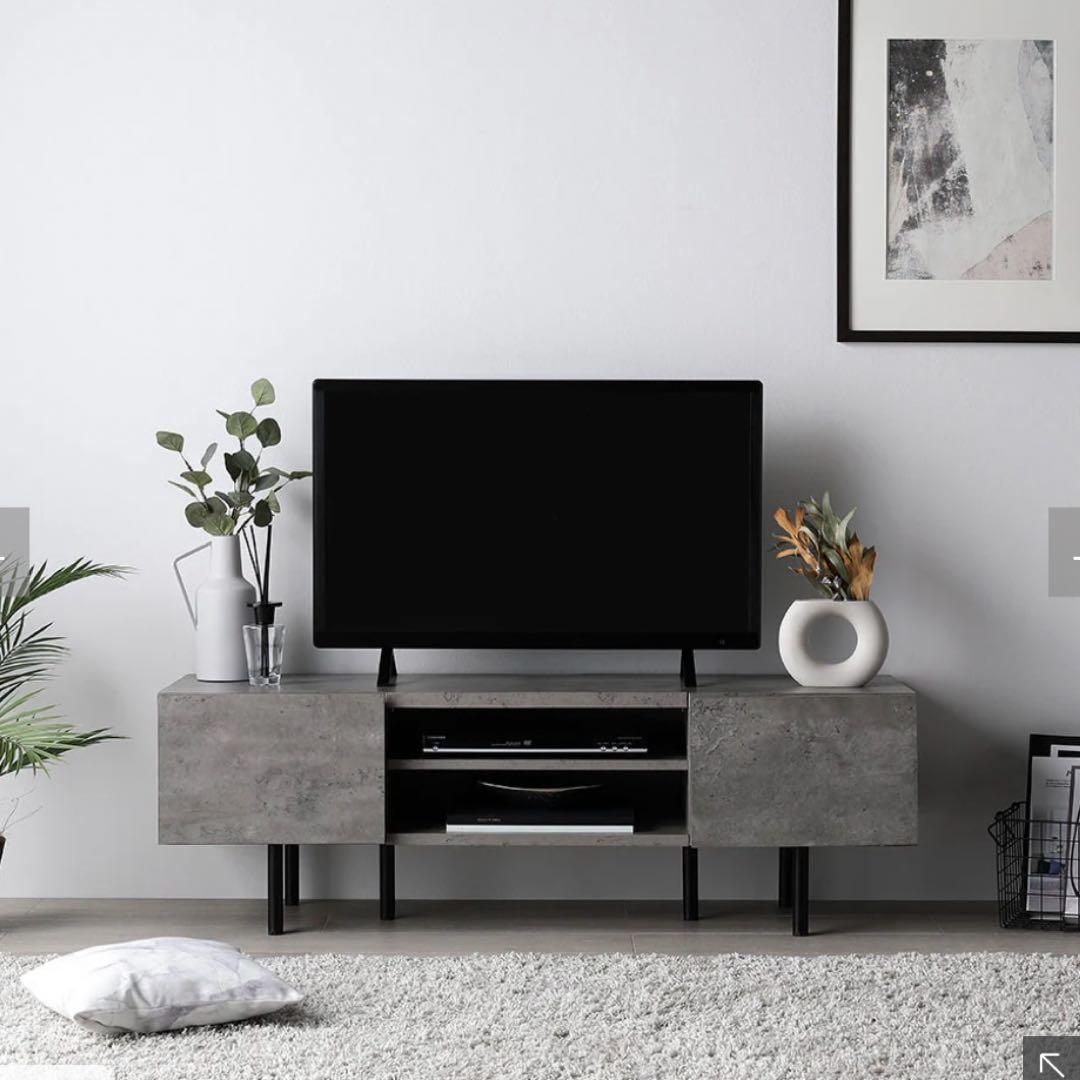 異素材MIX ワイド テレビボード 『Stova ストーヴァ』　ストーングレー