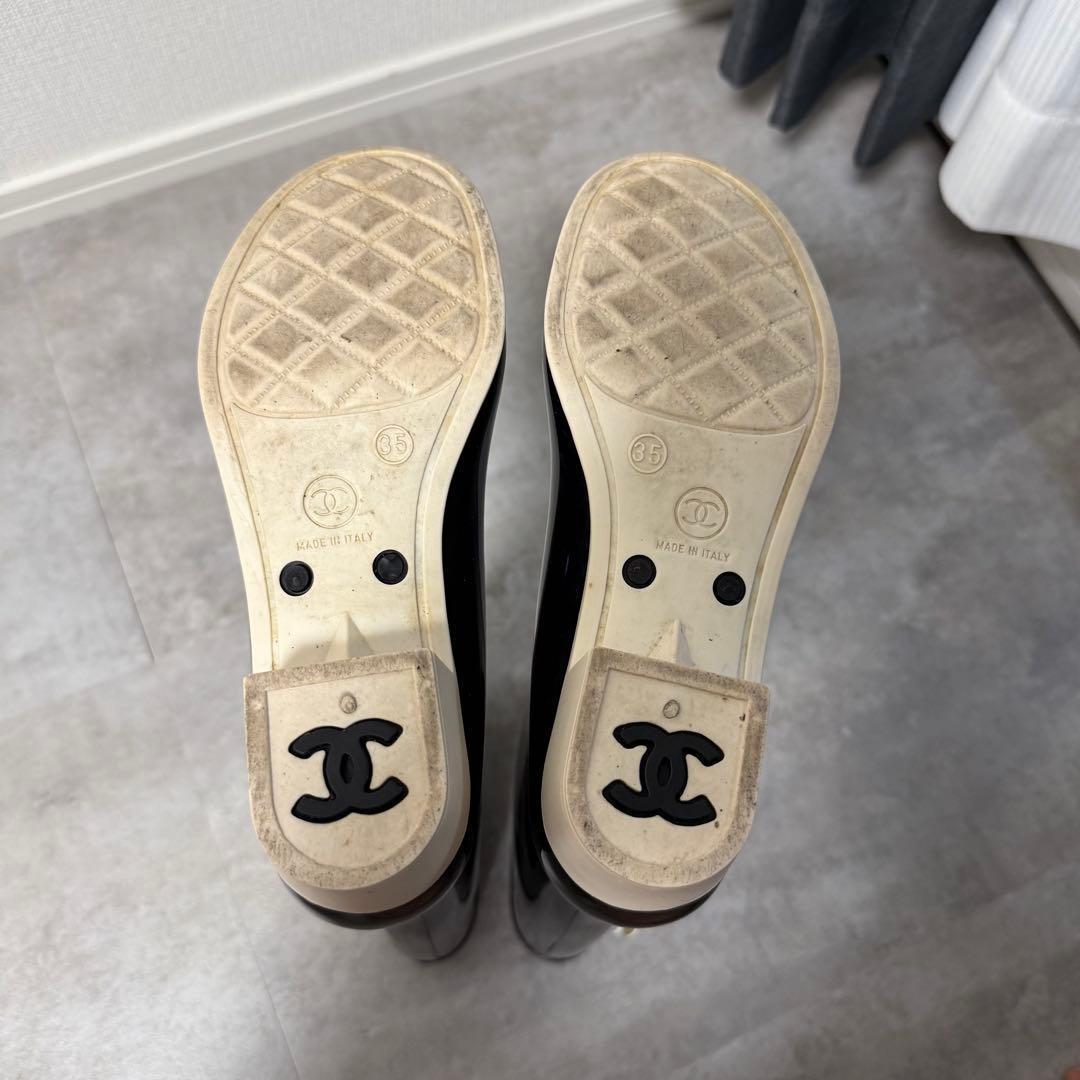 シャネル レインブーツ カメリア 35 23cm ブラック ココマーク