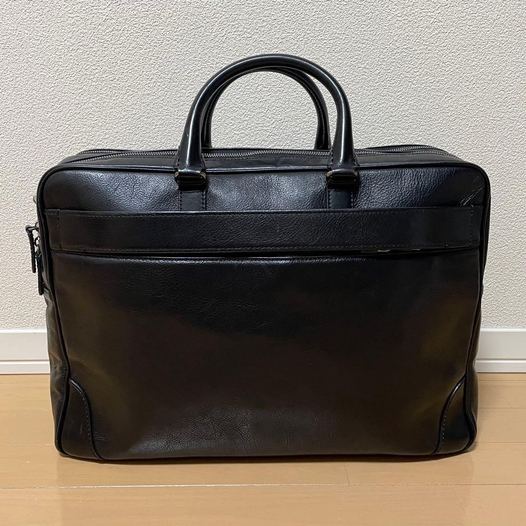 【美品】フジタカ ビジネスバッグ ブリーフケース レザー 2way 2層式 黒
