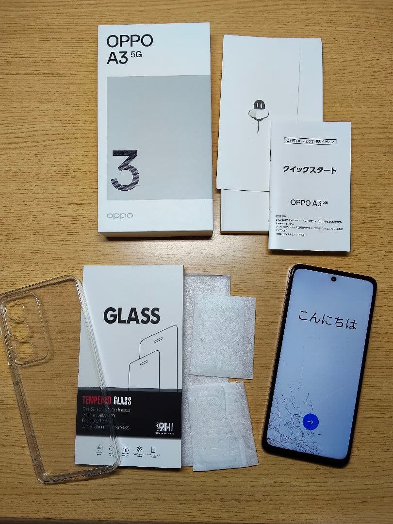 OPPO A3 5G 128GB 本体　画面割れ　ケース、保護ガラス付き
