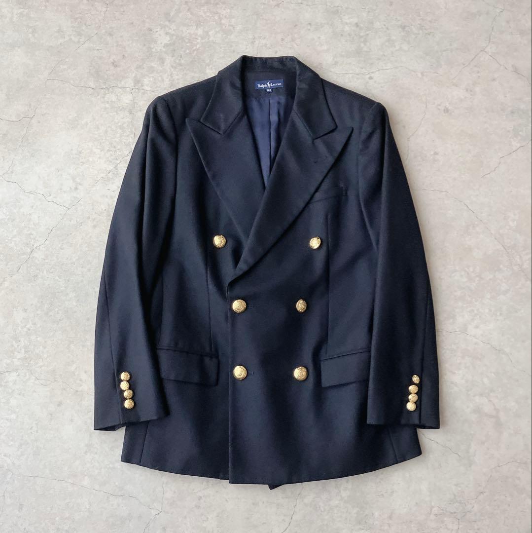 美品 ラルフローレン 紺ブレ ブレザー テーラードジャケット 金ボタンネイビー