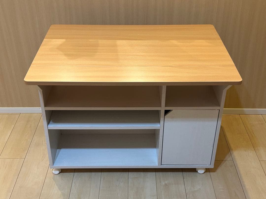 木製キッチンカウンター　テーブル　キャスター付き