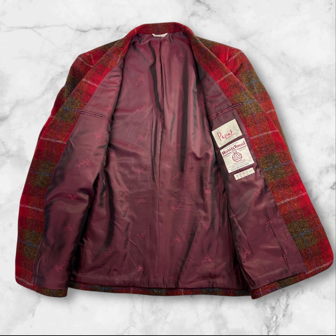 定価10万超 極美品 Papas×Harris Tweed ツイードジャケットL